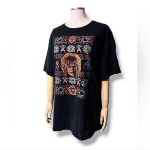 LABYRINTH Goblin King Christmas Crew Neck Short Sleeve Shirt VINTAGE